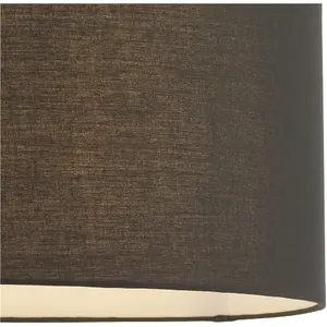 20" Cylinder Lamp Shade - Black Cotton Rolled Edge Fabric Cover - Table Light