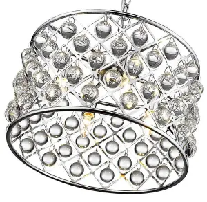 Luminosa Spring 4 Light Small Ceiling Pendant Chrome, Clear with Crystals, E14