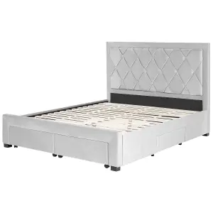 Velvet EU King Size Bed with Storage Light Grey LIEVIN