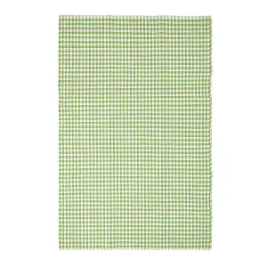 Homescapes Cotton Gingham Check Rug Hand Woven Green White, 60 x 90 cm