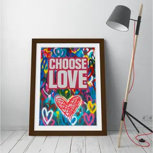 Choose Love Wall Hearts Picture Quote Framed Wall Art Picture Print 1504 Brown / 35cm H x 26cm W