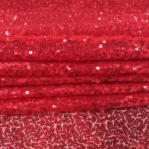 4ft x 7ft Sequin Backdrop Photography Background Shiny Fabric Glitter Curtain Backdrop, Red