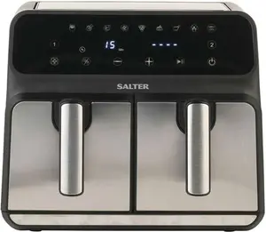 Salter 7.6L EK5196 Stainless Steel Dual Air Fryer | Robert Dyas