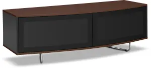 Centurion Supports Caru Gloss Black and Walnut Beam-Thru Remote Friendly Contemporary "D" Shape Design up to 65" TV Cabinet