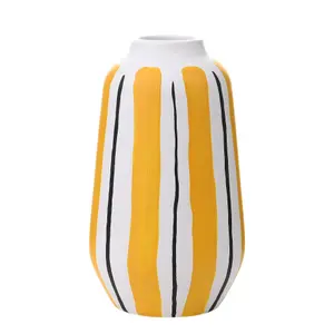 Hestia Abstract Yellow Stripe Print Vase