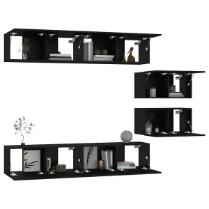 Berkfield 6 Piece TV Cabinet Set Black Engineered Wood