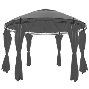 Berkfield Gazebo with Curtains Round 3.5x2.7 m Anthracite