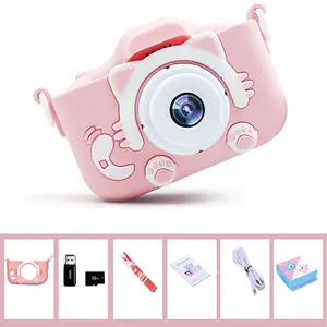 Pink with 32G Memory Card New 5s Mini Cartoon Fun HD Digital Cat Camera