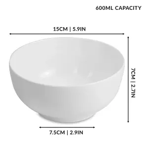 Porcelain Bowls 600ml Set of 4 M&W