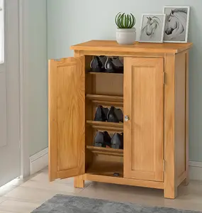 Hallowood Furniture Waverly Oak Shoe Storage Cabinet