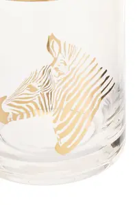 Interiors by Premier Zebra Print Glass Tumbler, Handcrafted 380ml Tumbler Glassware, Safari-Inspired Tall Tumbler For Wine