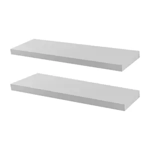 Harbour Housewares - Modern Floating Wall Shelves (Set of 2) White / 4cm H x 80cm W x 23.5cm D