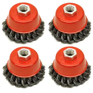 Wire Cup Brush Wheel 3" for 4-1/2" 115mm Angle Grinder Twist Knot 4 Pack AU026