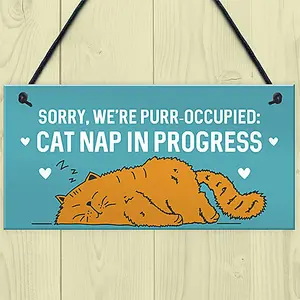 Red Ocean Cat Signs For Home PURR OCCUPIED Hanging Wall Door Sign Funny Cat Sign Funny Cat Gift Pet Gift Birthday Gift