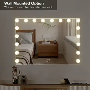 VANITII GLOBAL Hollywood Vanity Make Up Mirror with Lights 18 LED Tabletop Wall