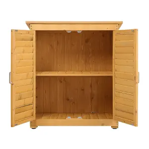 2 x 3 ft Wooden Garden Storage Cabinet Shed Box Organizer Pent Roof with 2 Tier Storage Shelf