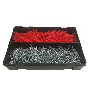 400 x Pozi Screws & Red Raw Fixing Plugs, Twin Thread 8 x 1.5" Countersunk