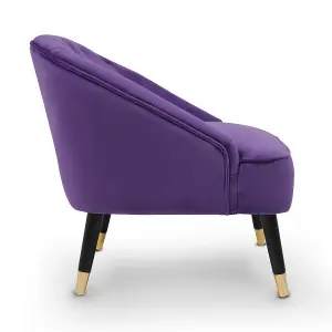 Velvet Purple Slipper Bedroom Accent Chair