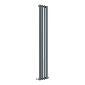 Vertical Anthracite Single Oval Panel Radiator (H)1800mm x (W)236mm, 2516 BTU.