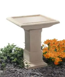 Primrose Hatfield Cast Natural Stone Effect Outdoor Garden Bird Bath 51cm