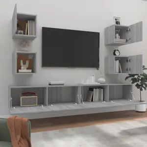 Berkfield 6 Piece TV Cabinet Set Grey Sonoma Engineered Wood