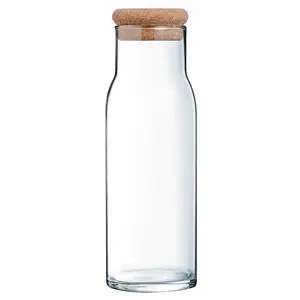 URBNLIVING 25cm Height 1L Glass Pitcher With Cork Lid