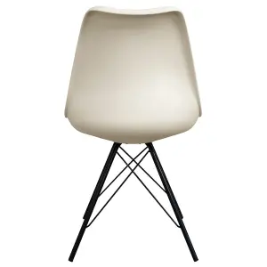 Soho Vanilla Plastic Dining Chair with Black Metal Legs