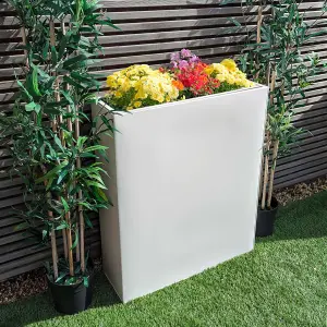 75cm Long Zinc Galvanised Matte White 90cm Tall Trough Planter