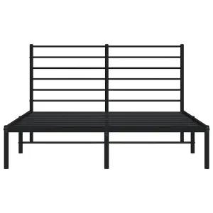 Berkfield Metal Bed Frame with Headboard Black 160x200 cm