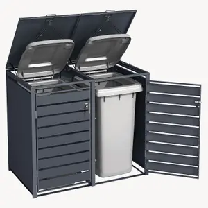 Phoenix GB2213AAK Anthracite Double Wheelie Bin Steel Storage / Bin Store