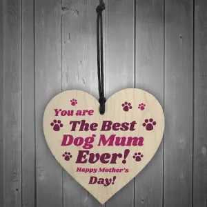 Funny Mothers Day Gift For Best Dog Mum Wood Heart Gift From Dog Pet Gift Keepsake