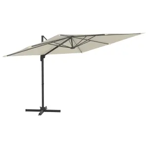 Berkfield Cantilever Garden Parasol with Aluminium Pole Sand White 300x300 cm