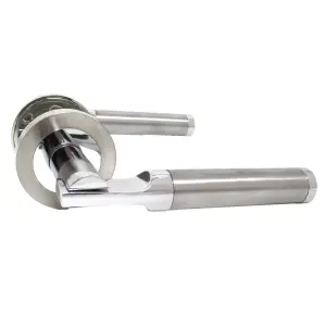 Electra Door Handles Latch Lever on Rose Duo - Chrome Satin Latch Pack 140mm