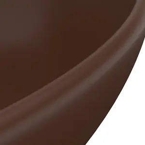 Berkfield Luxury Basin Oval-shaped Matt Dark Brown 40x33 cm Ceramic