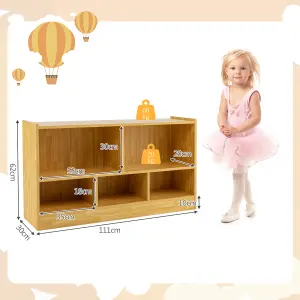 Costway Kids Storage Shelf Unit 5-Cubby Wooden Children Bookcase Toy Storage Organizer