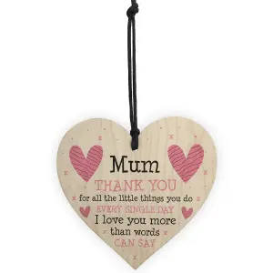 I Love You Mum Gifts Hanging Sign Thank You Gift For Birthday Mothers Day Plaque Heart