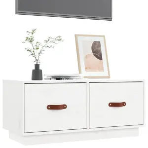 Berkfield TV Cabinet White 80x34x35 cm Solid Wood Pine