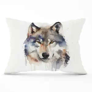 Wolf Watercolour Cushions 33cm x 48cm