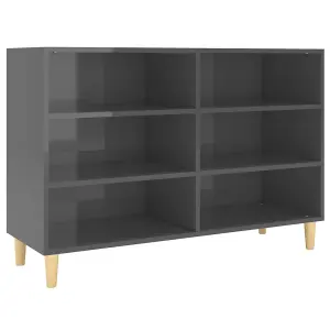 Berkfield Sideboard High Gloss Grey 103.5x35x70 cm Engineered Wood