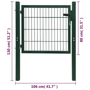 Berkfield 2D Fence Gate (Single) Green 106 x 130 cm