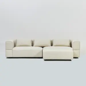 Aurora 4 Seater Sofa in Mikah Vanilla with Ottoman