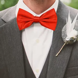 Red Satin Polyester Bow Tie for Casual & Formal Wear, Wedding Party Accessory