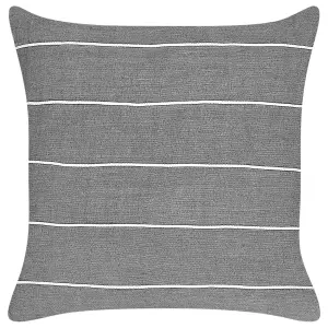 Set of 2 Cushions MILAS Linen 50 x 50 cm Striped Embroidery Grey