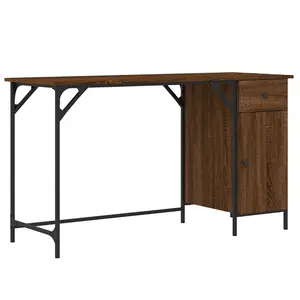 Berkfield Computer Desk Brown Oak 131x48x75 cm Engineered Wood