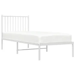 Berkfield Metal Bed Frame with Headboard White 75x190 cm 2FT6 Small Single