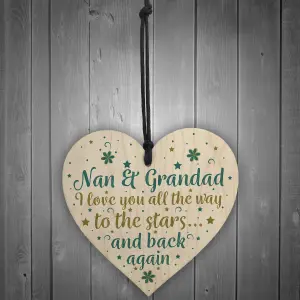 Red Ocean Nan And Grandad Gifts Hanging Heart Sign Birthday Christmas Cards Xmas Grandparent Gifts