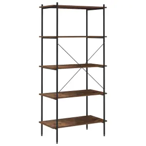 Berkfield 5-Tier Shelving Unit Black and Dark Wood 80x40x163 cm