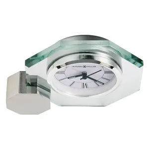 Modern & Contemporary Roman Numeral Crystal Quartz Movement / Crystal Alarm Tabletop Clock Brushed Silver/Clear