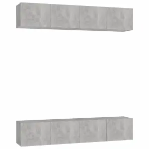 Berkfield TV Cabinets 4 pcs Concrete Grey 80x30x30 cm Engineered Wood