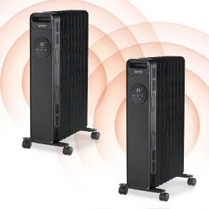 Igenix IG2621BL Digital Oil Filled Radiator, Black (Pack of 2)